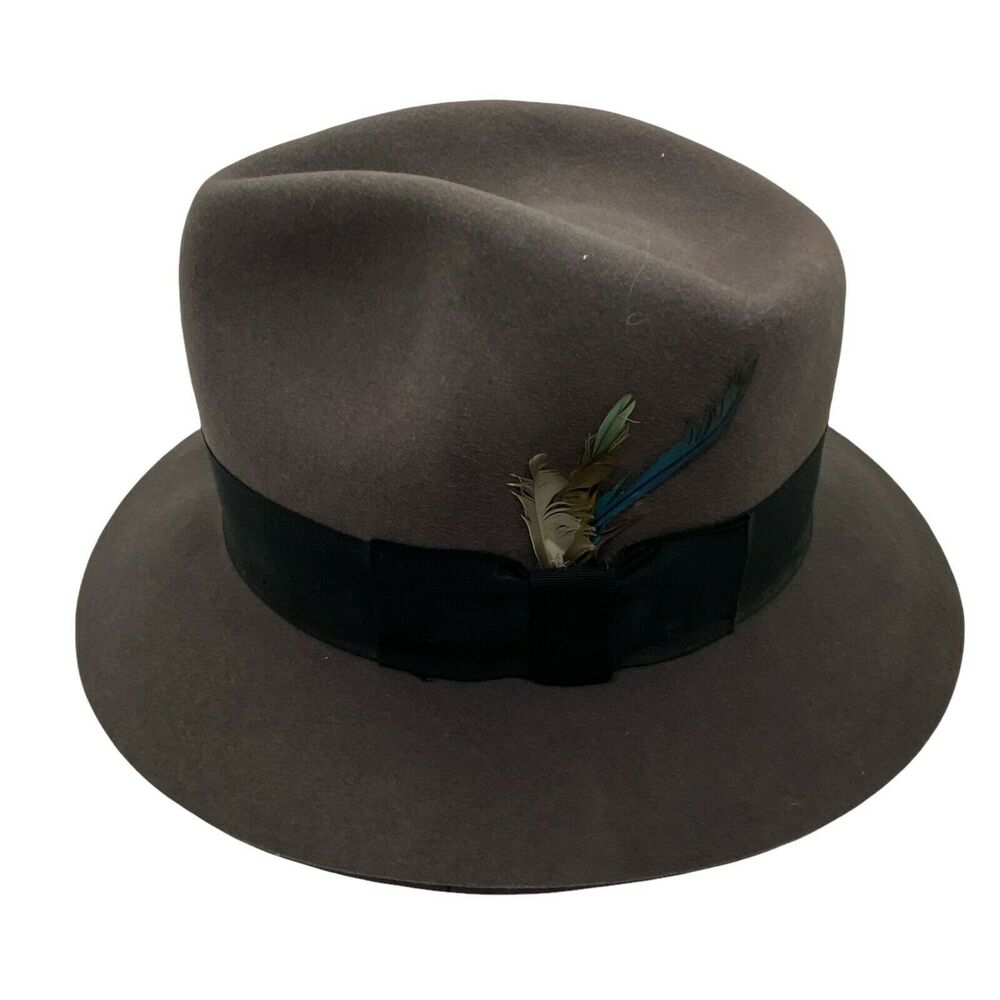 Indiana Jones Fedora Hat Vintage Stetson Mens Brown Wool Fitted Size 7 1/4